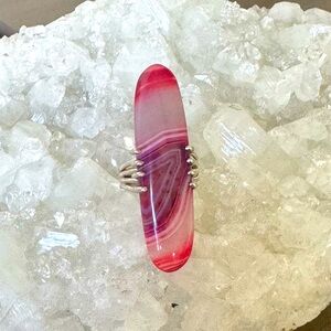 Bright Pink & Purple Agate Ring